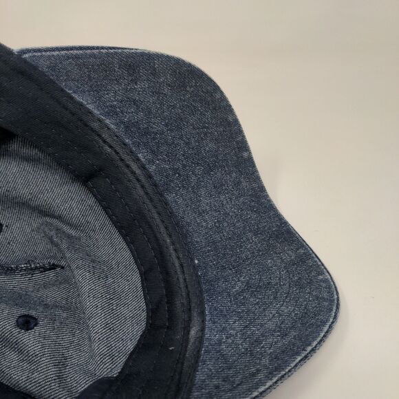 No Boundaries Snapback Hat Blue One Size Adjustable Vented Holes Denim Blank - Picture 7 of 8